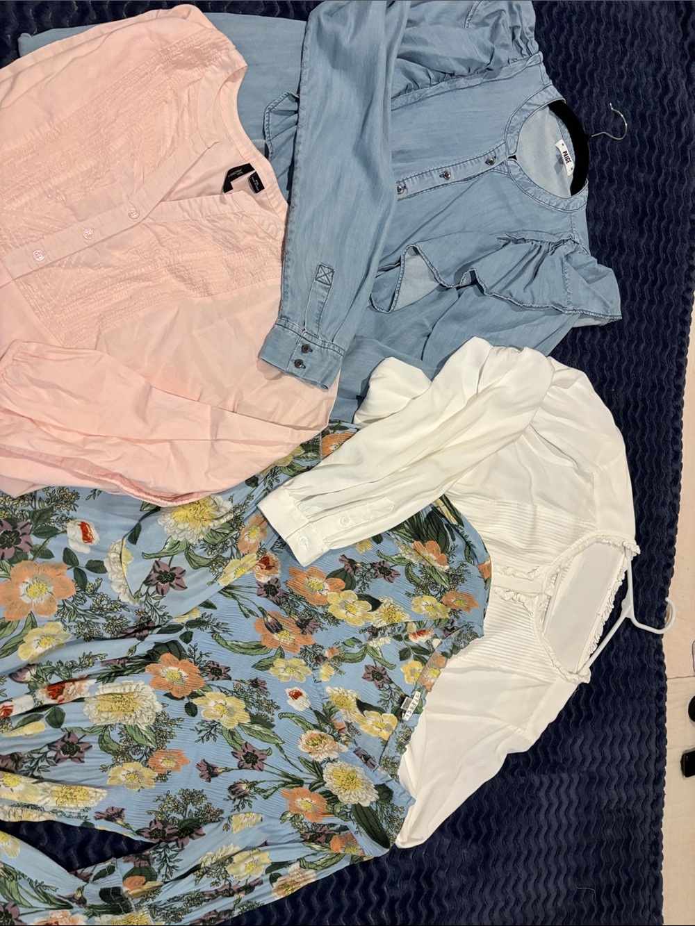 Blue Floral, Blush, Chambray & Cream Tunic Tops